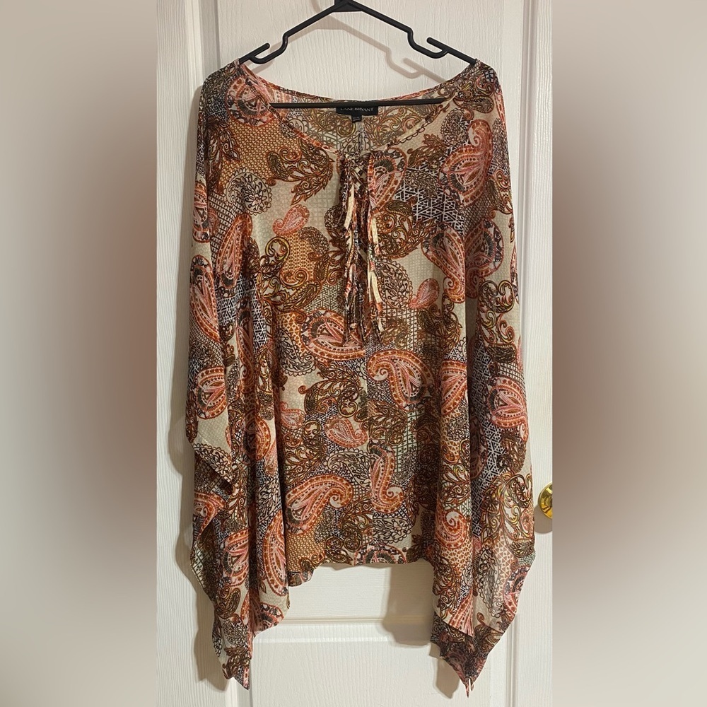Lane Bryant Paisley Boho Coastal Lightweight Blouse Size 22/24 - Picture 3 of 10